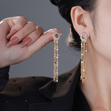 S925银针法式猫眼石耳环小巧耳钉新款潮韩国耳坠网红百搭耳饰批发