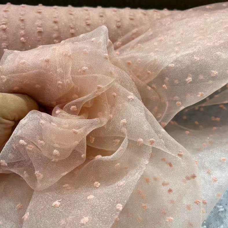 泡泡点点纱 紫色蓝色白色泡泡纱 蓬蓬波点网纱婚纱礼服面料布料
