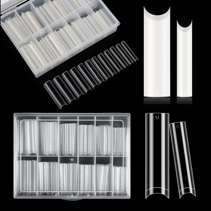 240 Pieces Box Half Sticker xxl Transparent Nail Tip Coffin Nail Tip C Curve Square Nail Pieces Water Pipe Fake Nail