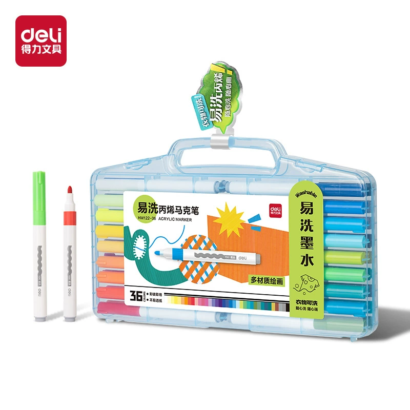 Deli HM122-36 легкосмываемый круглый акриловый маркер (смешанный) (36 цветов/коробка)
