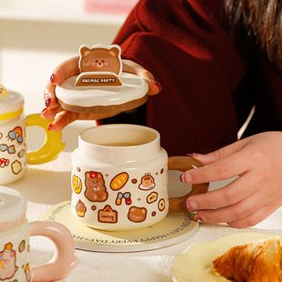 Cute Cartoon Animal Graffiti Style Mug Household Creative Ceramic Cup Accompanying Gift Opening Birthday Water Cup Gift