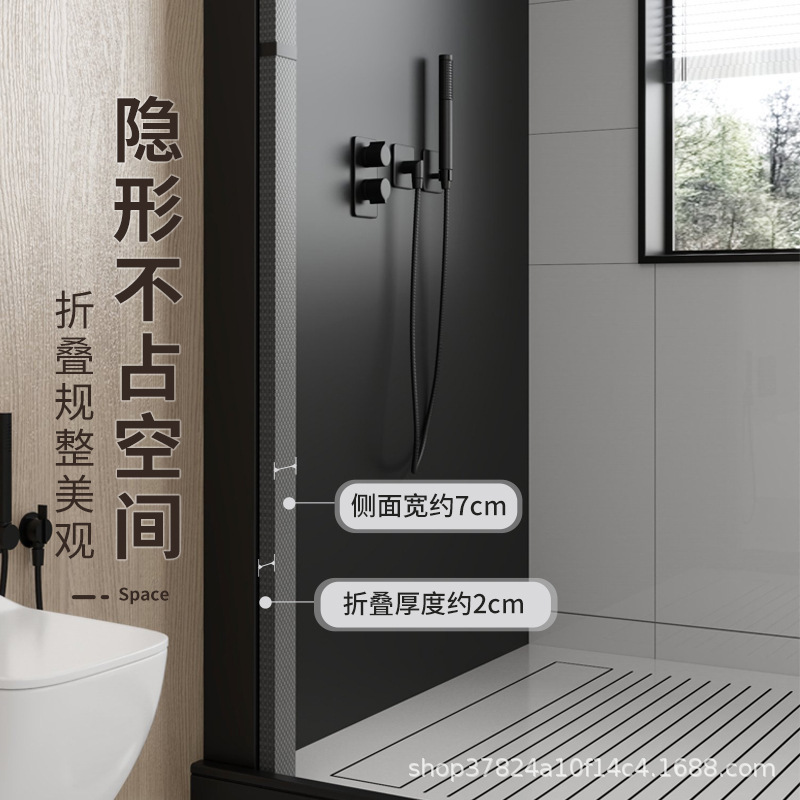 ステルス防水防かび布カーテントイレ仕切りシャワー乾湿分離浴室折り畳みシャワーカーテンセット穴なし|undefined