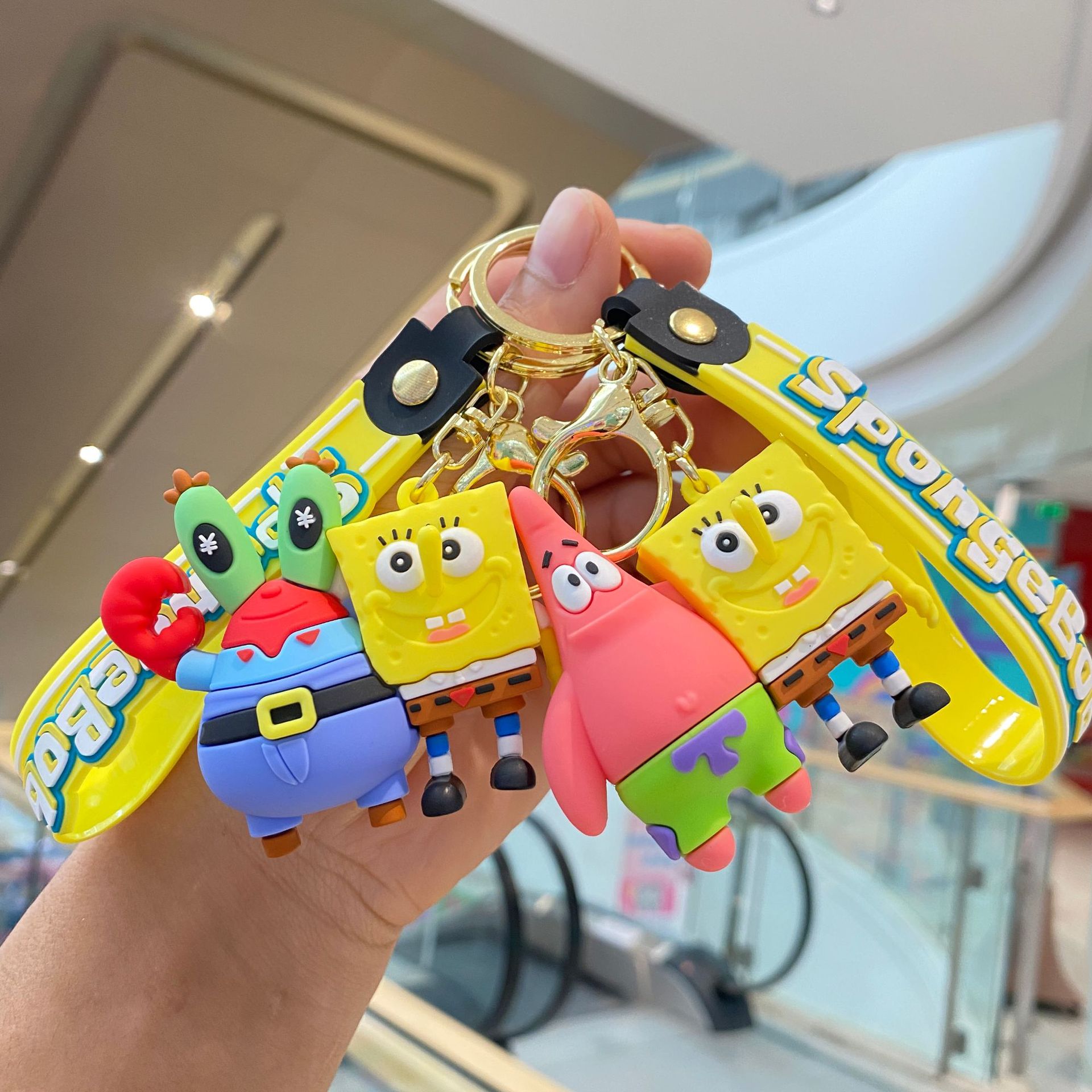 Esponja de dibujos animados bebé llavero lindo Paida estrella muñeca colgante par bolsa apertura temporada coche pequeño regalo