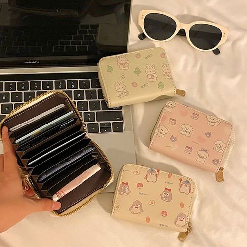 Cute Card Holder for Women, Large Capacity, Ultra-Thin, Multi-Card Slot, Small and Portable Driving Document Storage Bag, Convenient Zero Wallet