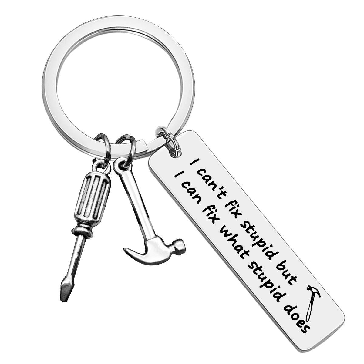 跨境父亲节If Dad can`t fix it锤子螺丝刀扳手不锈钢钥匙扣礼物