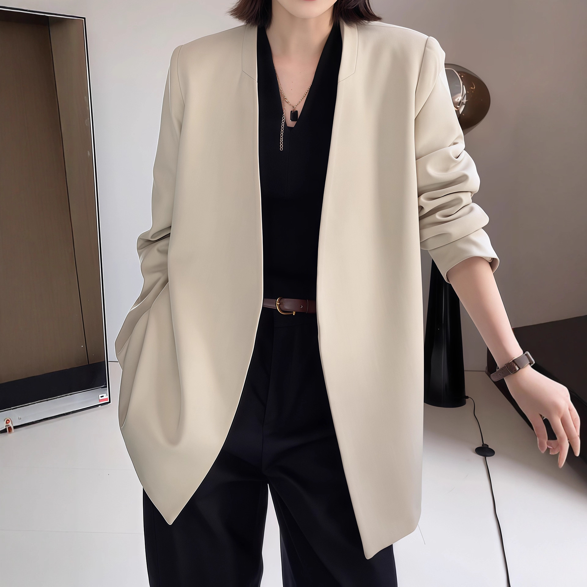 Designed Blazer for Women 2025 Autum New Large Size Fat mm Loose Versatile Casual Women's Suit Top