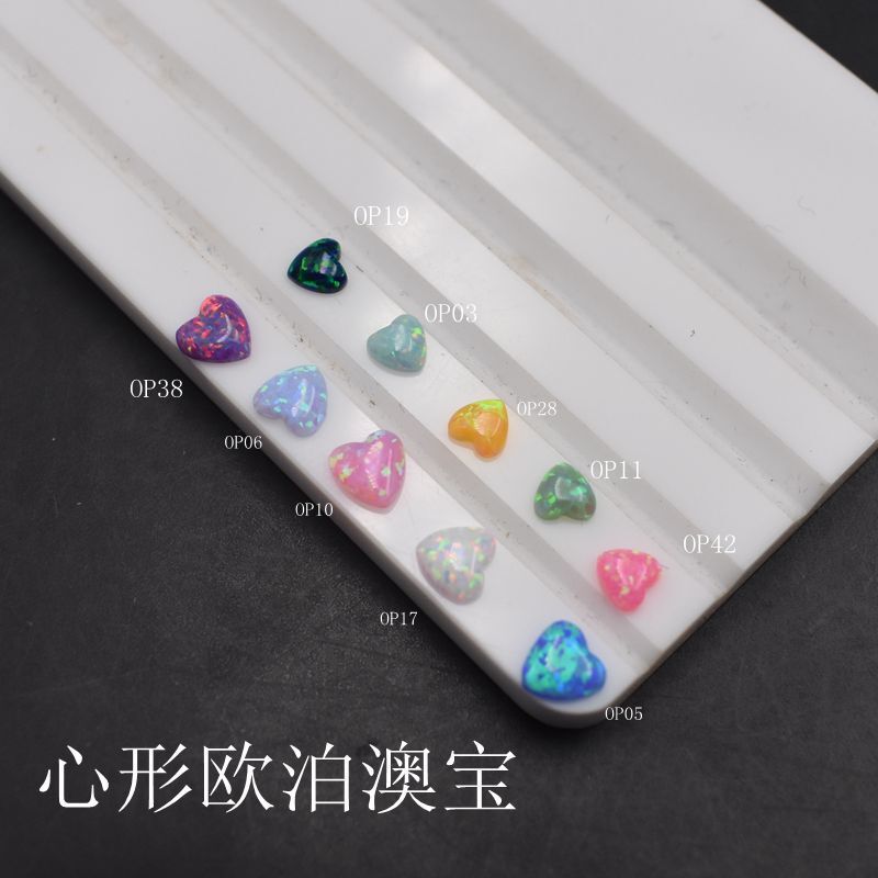 Flat Bottom Heart-Shaped Opal Gem Bare Stone Opal Flat Bottom Noodle Plain Face Opal Ring Face with Stone Jewelry Patch