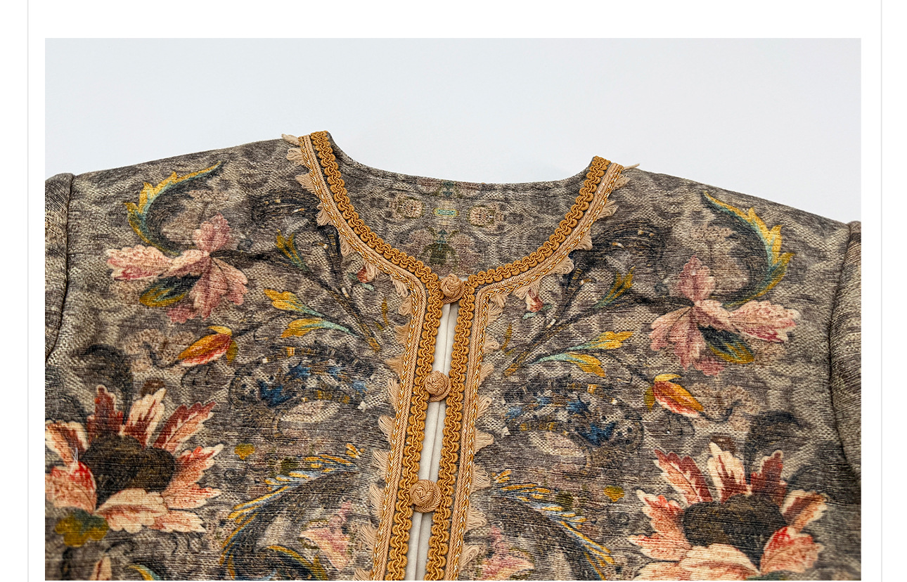 Bộ váy áo khoác + đầm maxi thắt eo phong cách Tân Trung Hoa, họa tiết jacquard nổi bật — nửa váy, Trang chủ, áo khoác chi tiết 18