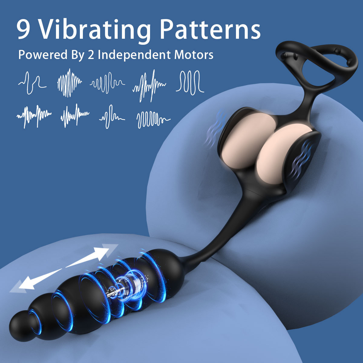 App-Controlled Telescopic Prostate Massager with Vibrating Rear Plug, Silicone — detail image 4