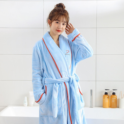 New Coral Fleece Nightgown Women's Winter Pajamas Warm Bathrobe Women's Autumn and Winter Long Thickened Cross-Border Home Clothing Wholesale