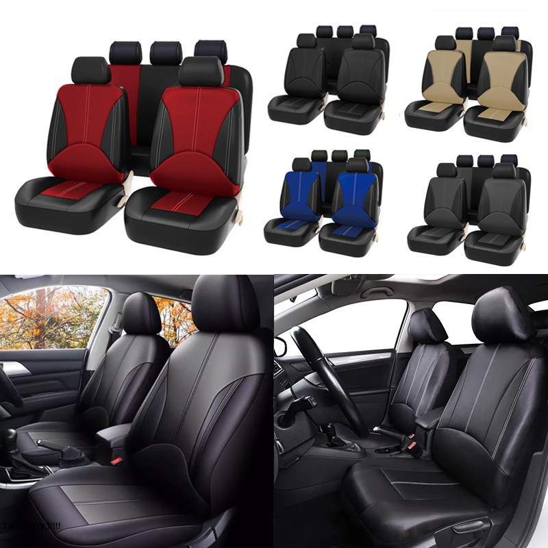 Cross-Border Best-Selling Four-Season Universal Car Seat Cover Set, 9-Piece Set, Spliced Pu Leather Seat Cover and Cushion Cover