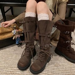纯欲辣妹~25秋冬腿型救星可调节大筒围高筒骑士靴女复古绑带长靴