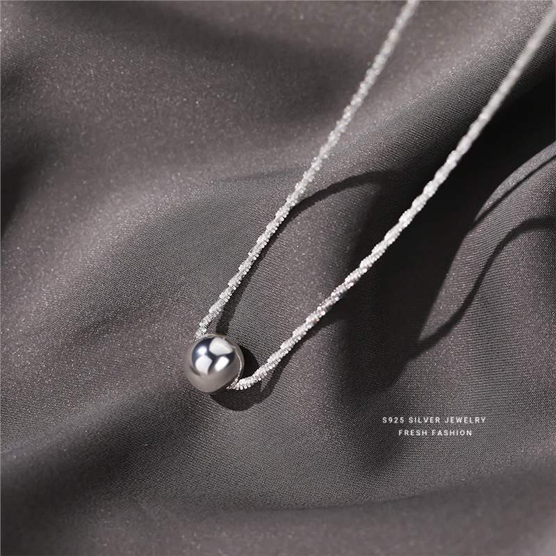 Collana rotonda stellata scintillante in argento puro per donna con un tocco di alta qualità, stile freddo e indifferente, temperamento_voghion.com