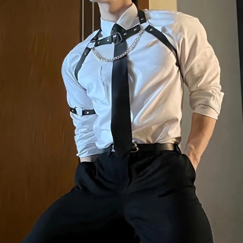 男生皮革臂环体育生1S0M衬衫袖箍型男袖环臂带项圈项链颈环上臂环