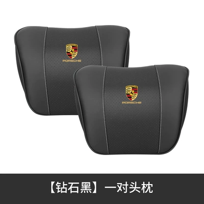Headrest: Seat Pillow Car Neck Pillow - porsche-black-headrest-2-comfort-neck-guards
