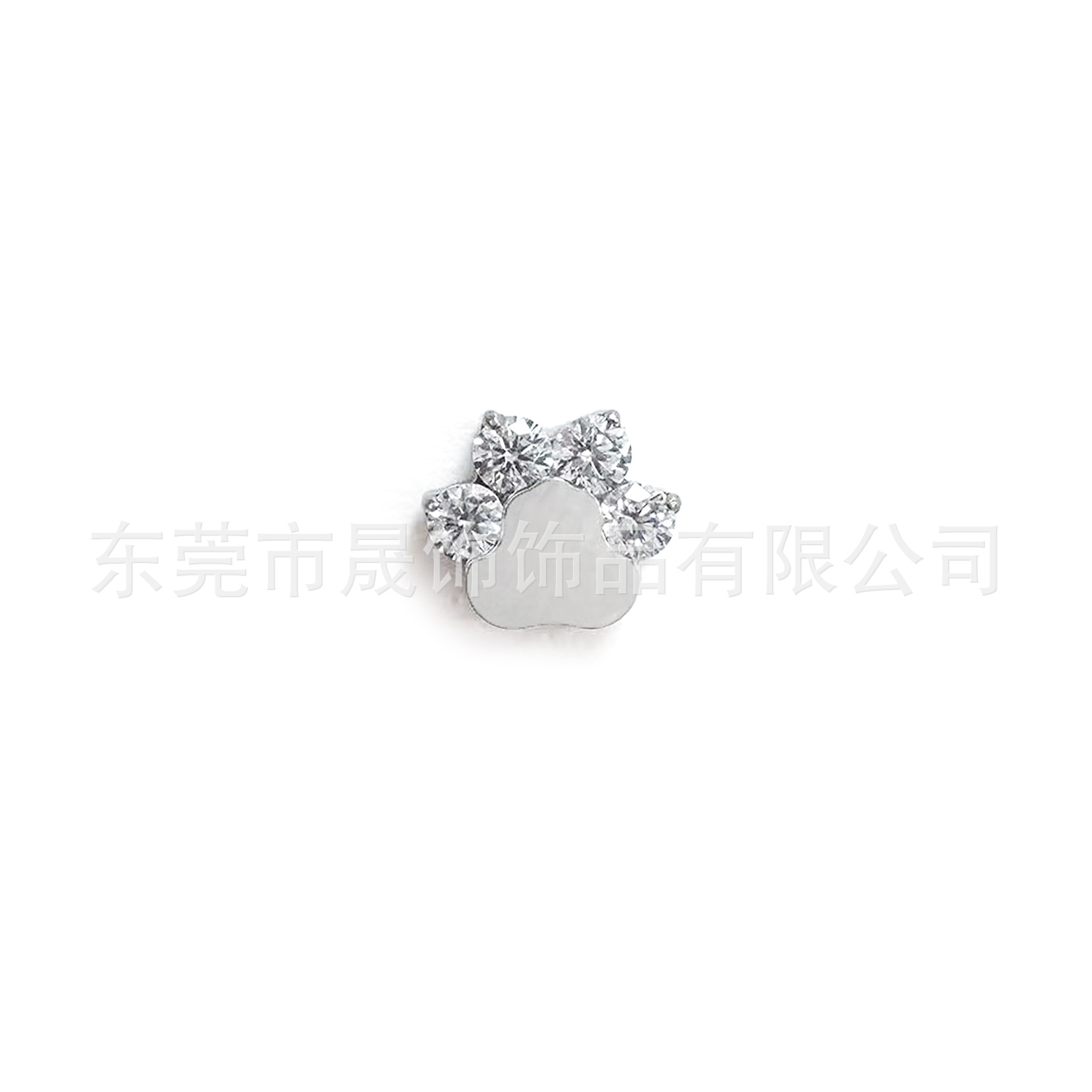 F136 Titanium Alloy Cat Paw Studded Cubic Zirconia Ear Stud G23 Internal Thread Labret Stud Helix Cartilage Stud Piercing Jewelry Cat Paw Zirconia