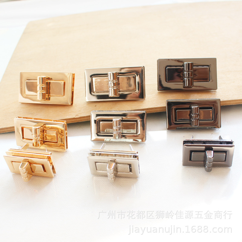 包包方锁箱包五金配件 菱格包包方型锁扣大中小号方形锌合金拧锁