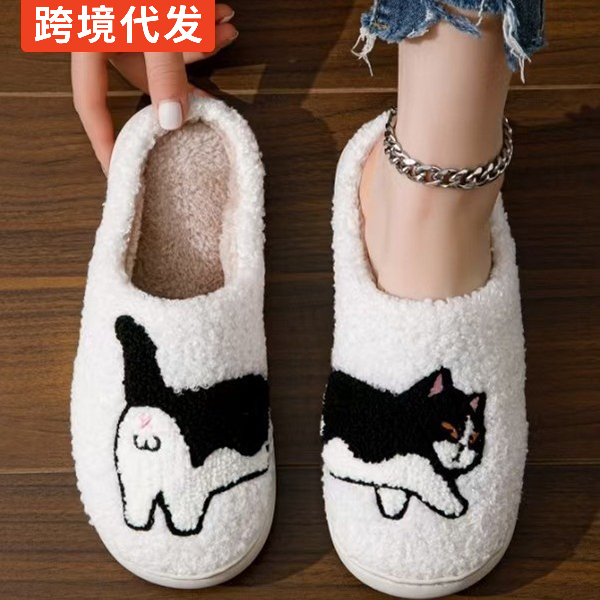 Calentamiento ligero invierno algodón nuevo tipo zapatillas zapatillas de animación gatito zapatillas de interior zapatillas de comercio exterior transfronterizas zapatillas caseras