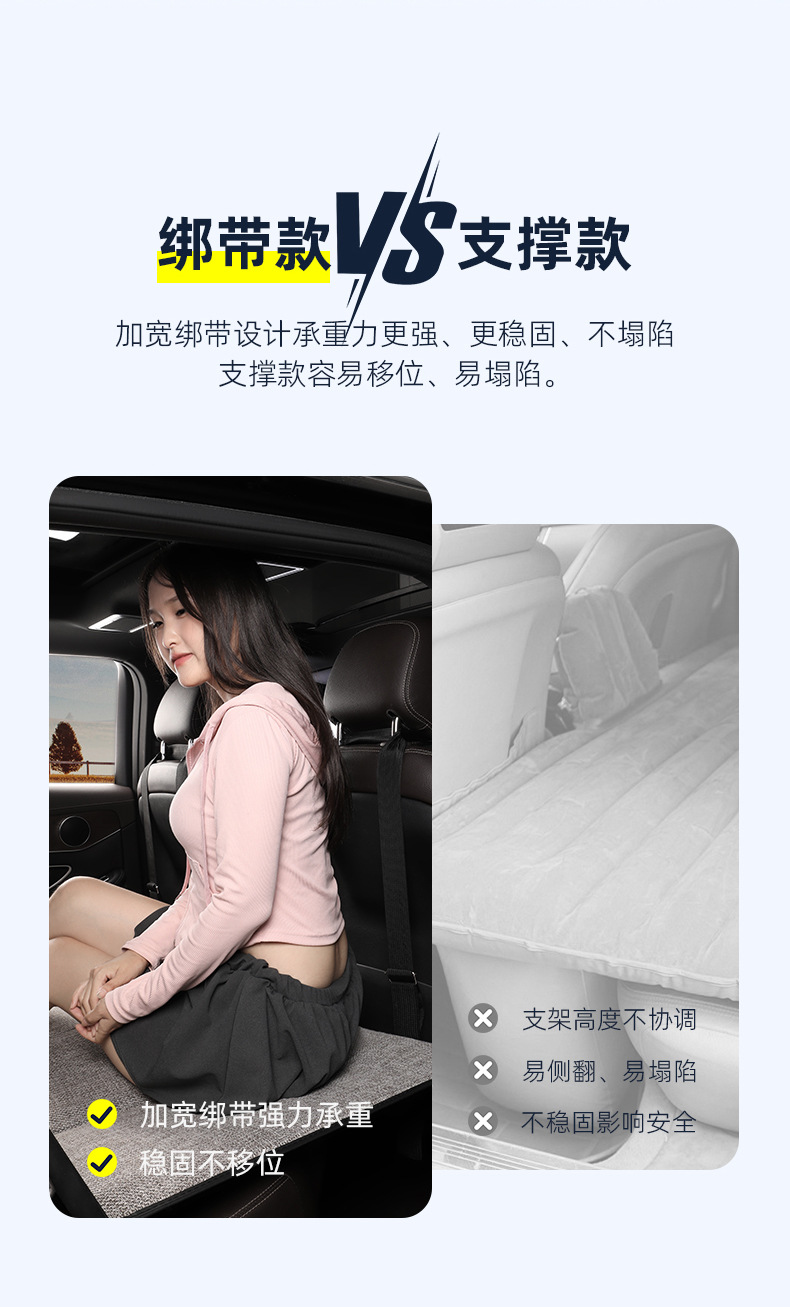 Car Folding Bed Cotton Linen Flax Travel Bed for Sedan Suv Non-Inflatable Folding Bed Portable Rear Seat Sleeping Pad