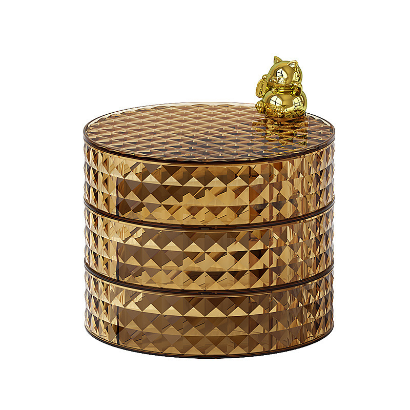 Placa de lujo ligera para el hogar sala de estar joyería caja de lápiz labial caja de almacenamiento cosméticos almacenamiento placas de almacenamiento giratorias