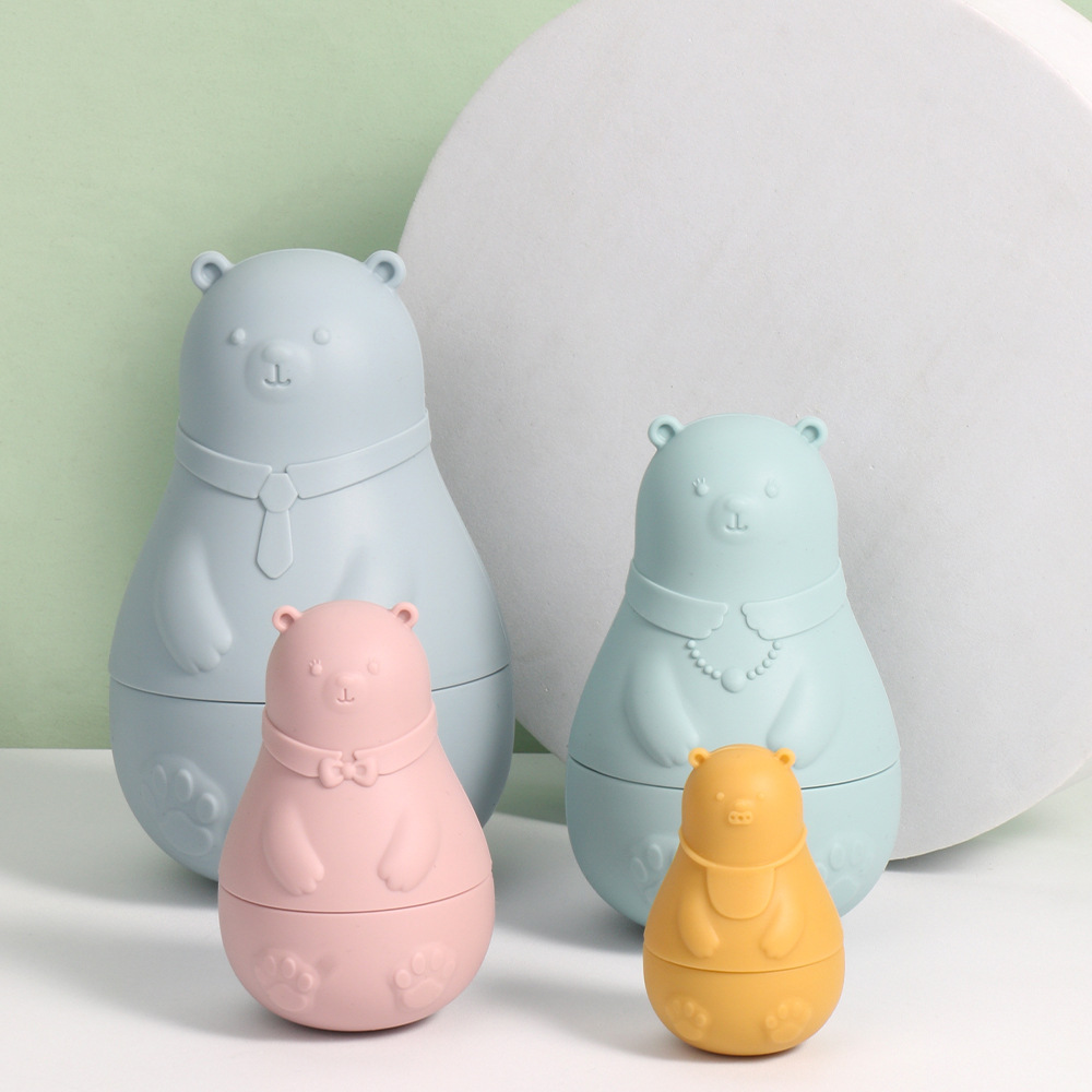 Factory New Silicone Russian Nesting Doll Early Education Brain Teaser Building Blocks Toy Baby Silicone Assembly Teddy Bear Nesting Doll