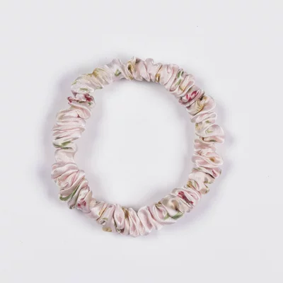 Mulberry Silk Ponytail Holder Trendy Saç üçün rezinlər - small-floral-16mm