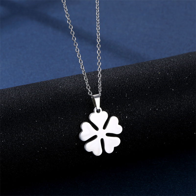 fashion small flower pendant stainless steel necklace earrings