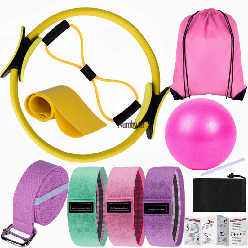 Numbwin 家庭用ピラティスセット 女性用ピラティスリング ヨガボールセット レジスタンスバンド フィットネス クロスボーダー|undefined