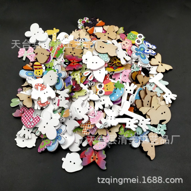 20 animales pequeños de dibujos animados mezclados botones de madera creativos materiales de pegatinas hechos a mano artesanías decorativas 50 piezas/paquete