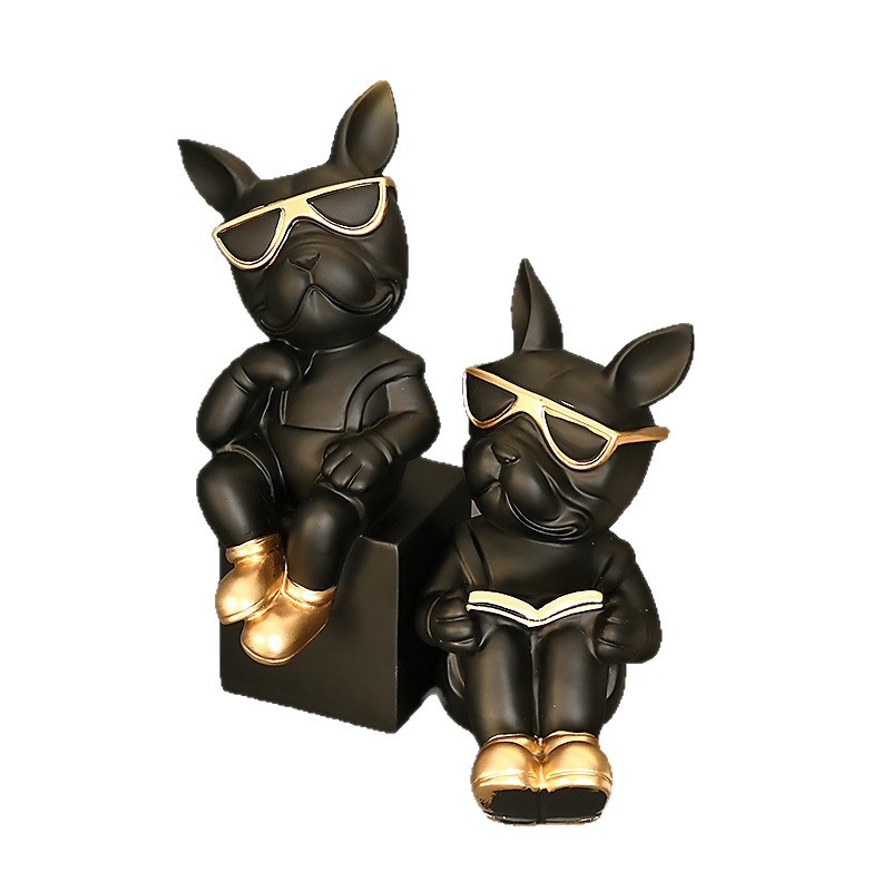 Sujetalibros Decorativo de Perro de Resina Hecho a Mano para Escritorio y Estantería