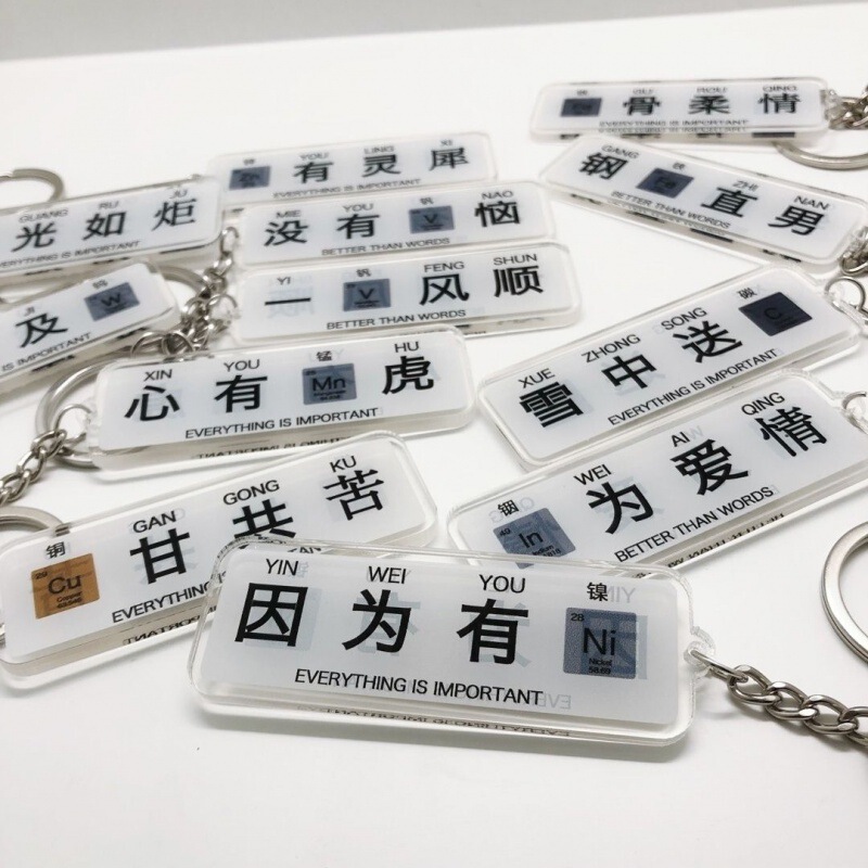 Chemical elements acrylic keychain student inspirational gold ranking title creative niche graduation commemorative gift pendant