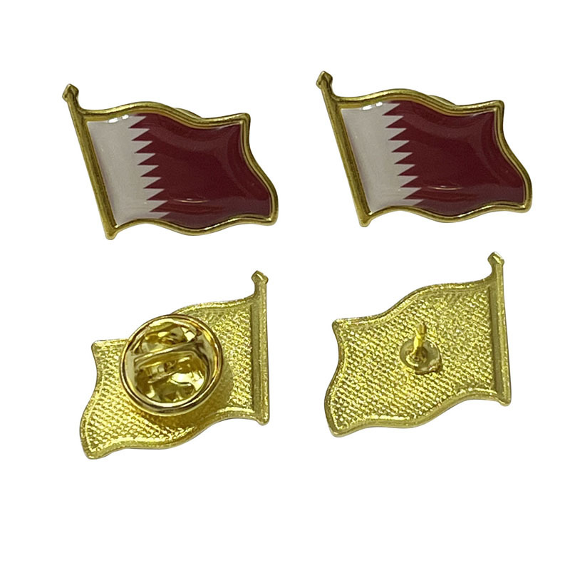 卡塔尔独立日国旗胸针金属徽章男女服饰背包翻领别针活动收藏礼物