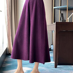 25款羊绒半身裙女秋冬长款针织百褶裙a字100羊毛裙伞裙高腰洋气