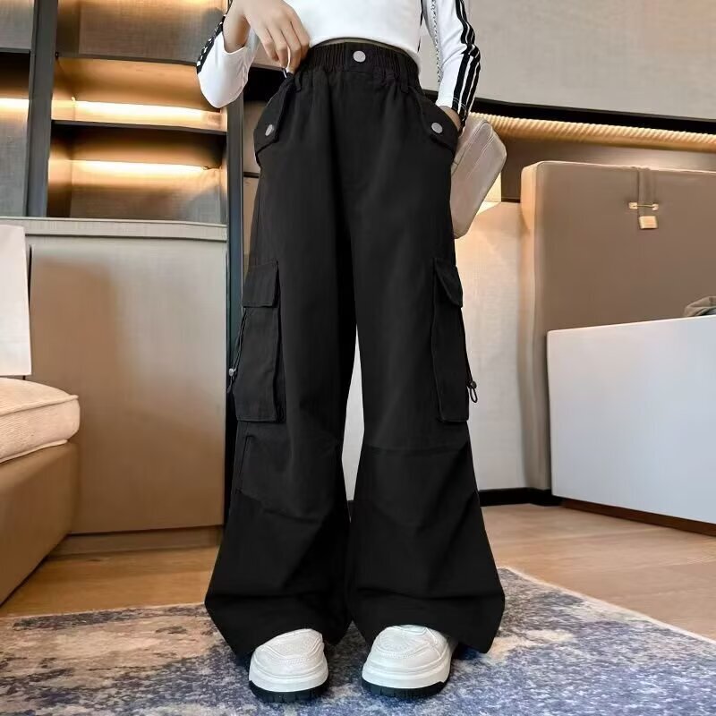 女童潮酷穿搭休闲裤子2025年新款儿童阔腿女大童嘻哈街舞工装长裤|undefined