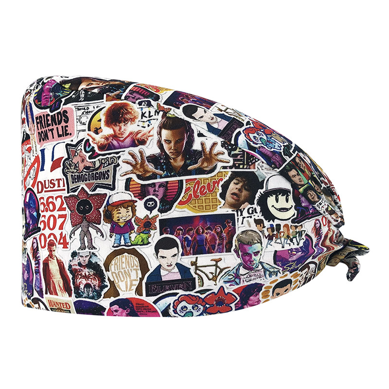 Venta caliente de Europa y América Mickey casquillo de la enfermera médico tapa de impresión de algodón puro sombrero de trabajo de exportación de comercio exterior en la acción al por mayor