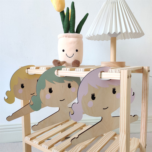 INS Scandinavian wooden girl clothing rack Nordic style creative home children's room baby hanger
