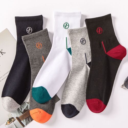Round Label Sports Men's and Women's Same Style Ins Trend Basketball Medium Calf Socks