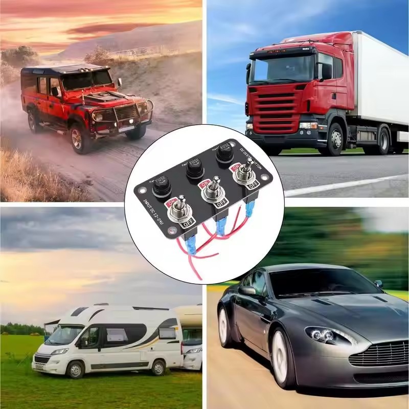 Car, Rv, and Boat Modification 3-Switch Panel Combination 12-24V with 10A Fuse Toggle Control Switch