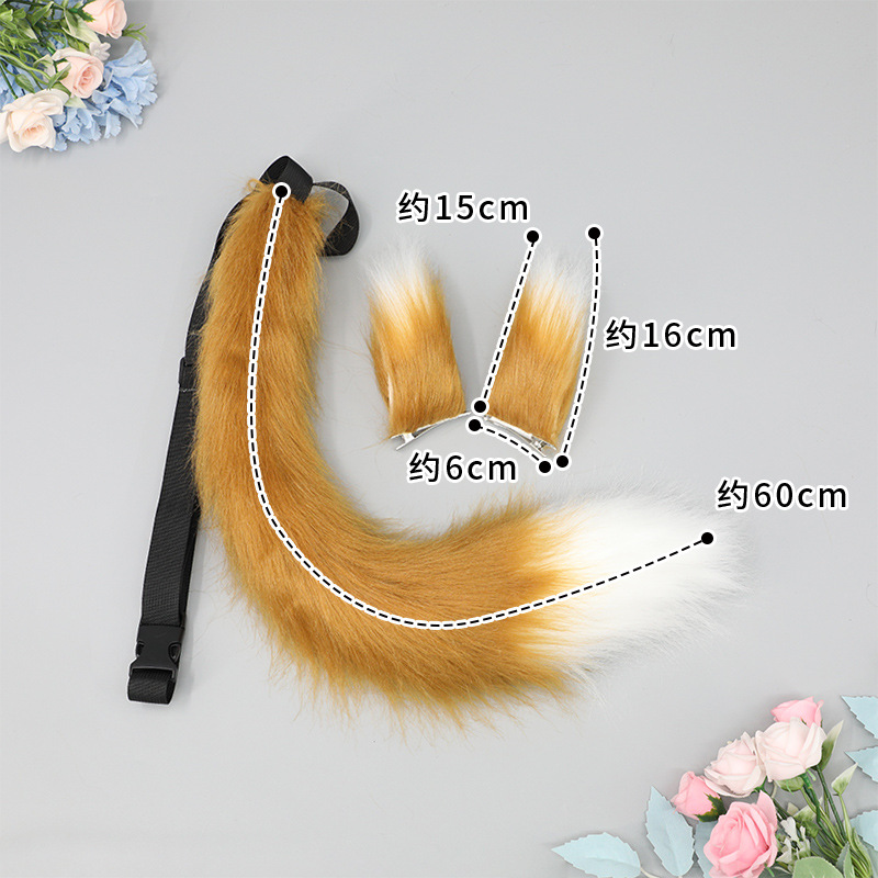 De una pieza hecha a mano de dibujos animados lindo zorro madre felpa zorro cola cosplay accesorios bestia cola cintura decoración