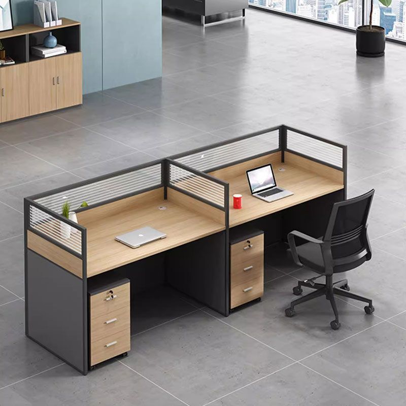 Workstation Office Desk, Simple and Modern, Six-Person Workstation, Six Cubicles, Office Furniture, Four Double Staff Desk and Chair Sets