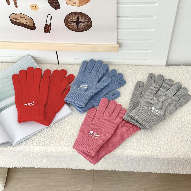 Guantes de invierno caliente a prueba de frío estudiantes dedos guantes de pantalla táctil espesar guantes alargados guantes de algodón al por mayor