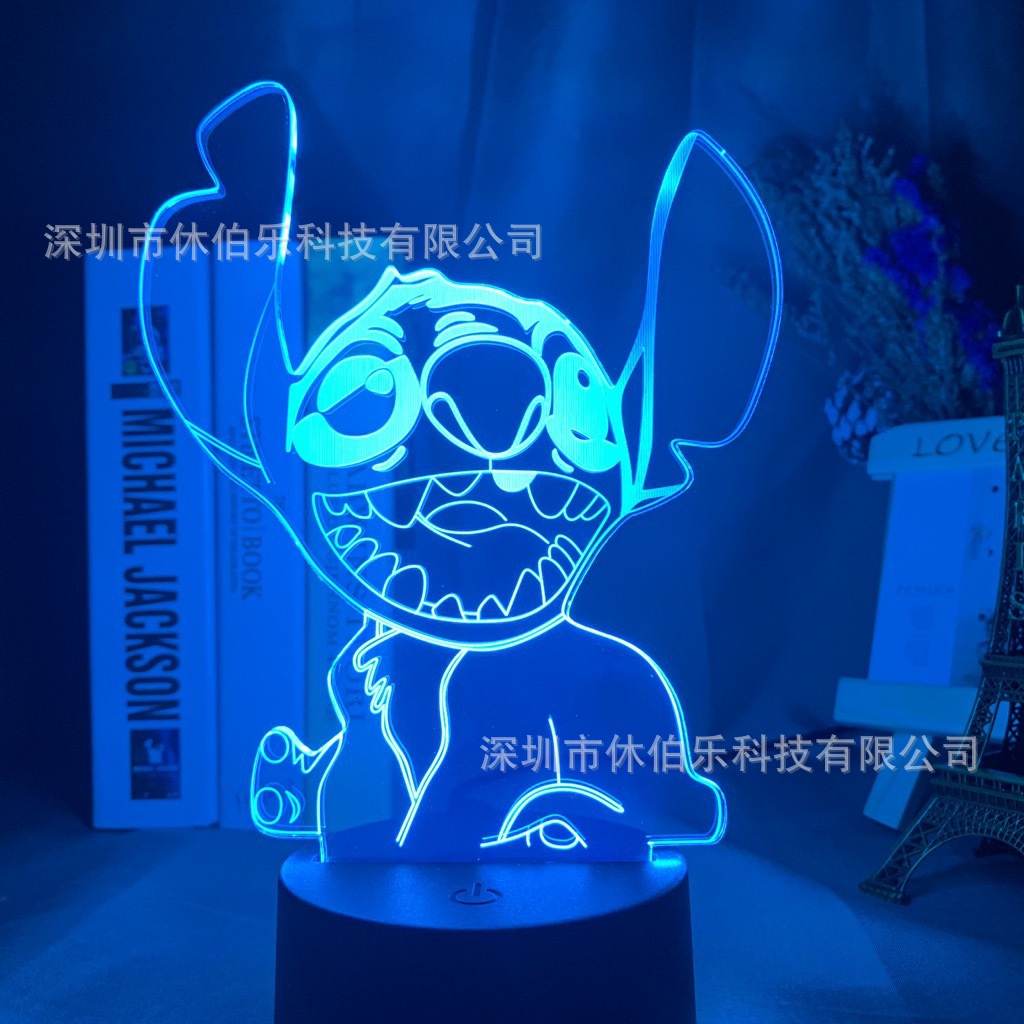 Stitch 3D noche luz colorida táctil control remoto nuevo creativo USB dormitorio escritorio atmósfera lámpara de mesa LED regalo