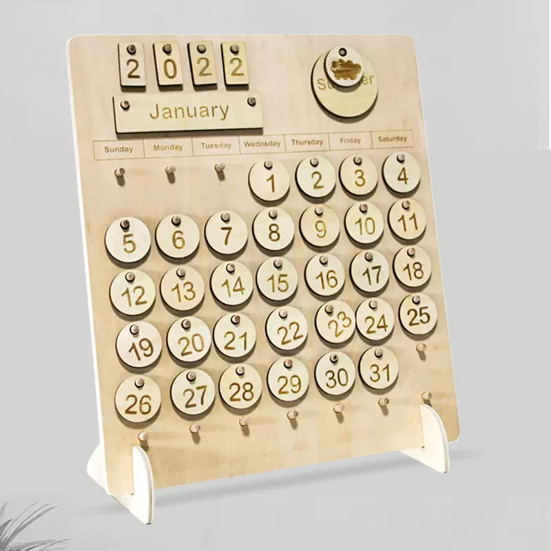 跨境木制趣味创意日历表儿童益智玩具蒙氏早教学习启蒙认知教具
