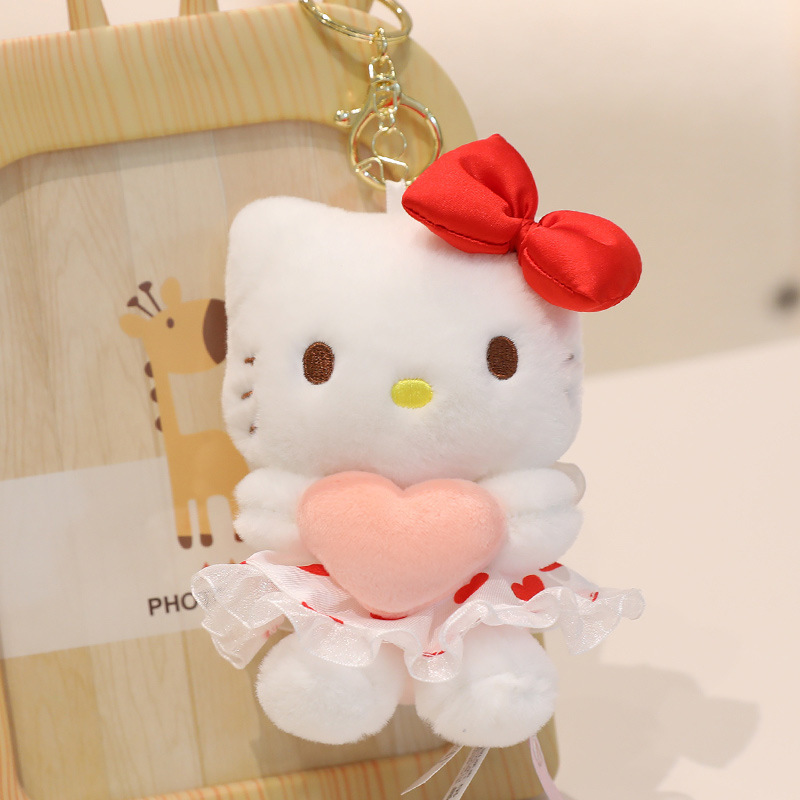 正版三丽鸥hellokitty毛绒挂件kt凯蒂猫小玩偶公仔钥匙扣书包挂饰|undefined