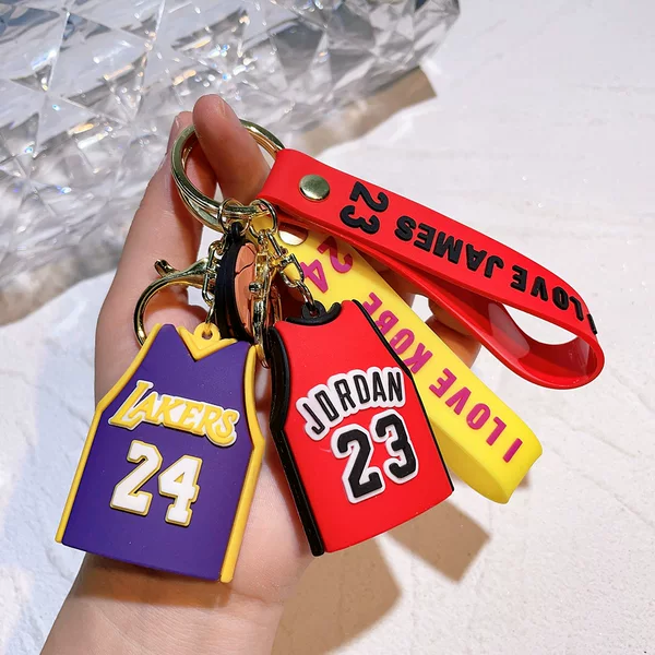 100 Blue Jersey Keychains James Kobe Basketball School Bag Pvc Doll Pendant Car Keychain