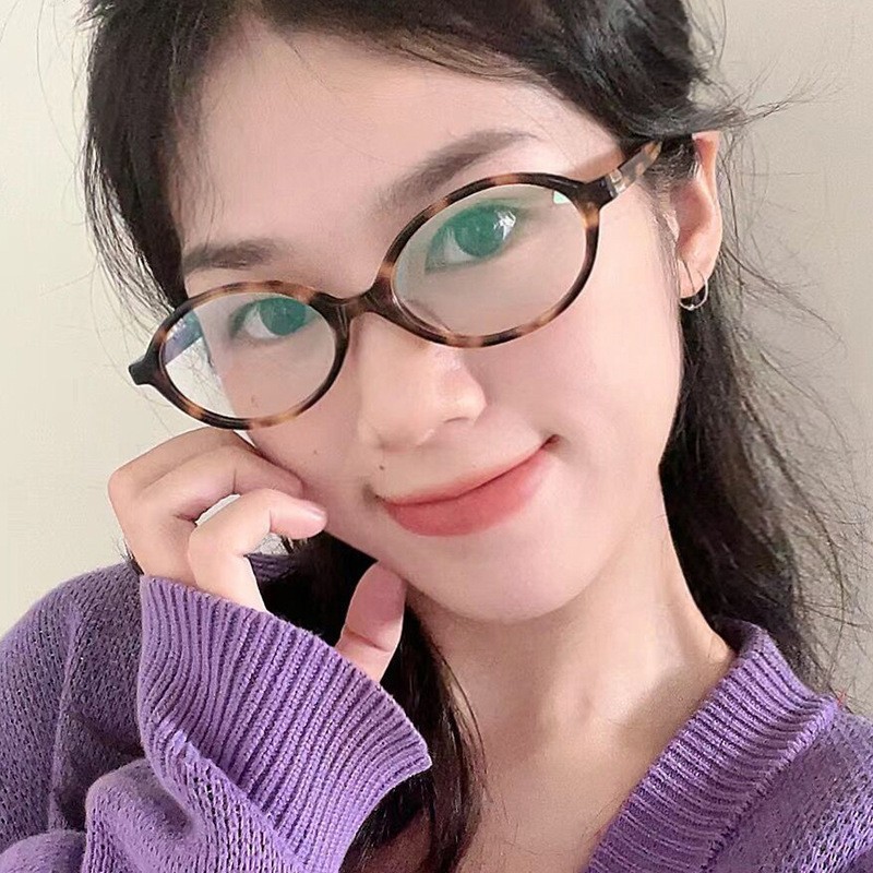 Cross-Border New Style Eyeglass Frames, Nerd-Style Prescription Glasses, Oval Non-Prescription Glasses, Small Frame Korean Style Tiktok Live Glasses Frames for Women