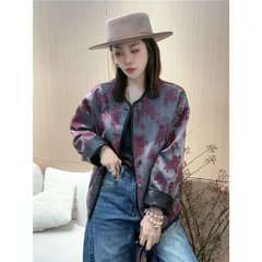 新中式国风正反两穿提花丝绒外套女2025秋季新款PU皮宽松显瘦上衣