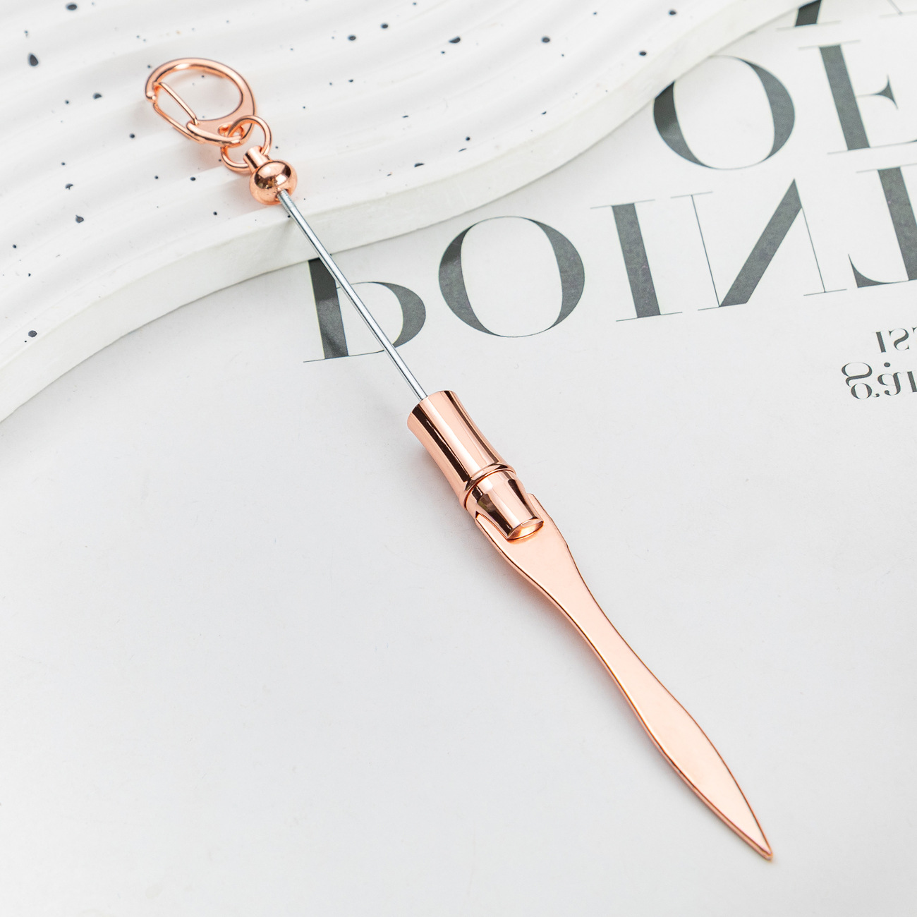 Nuevo abrecartas con cuentas de bricolaje, cortador de papel de metal multifuncional, llavero, desmontador de cartas exprés portátil para exteriores