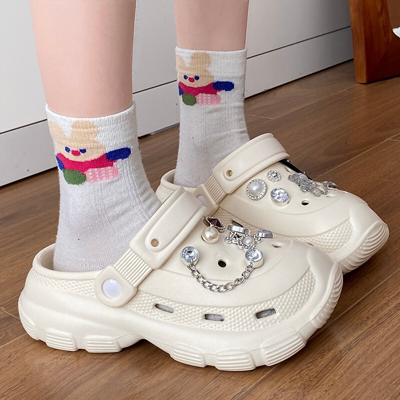 2025 New Summer Clothling Glitter Clogs Outer Wear Eva Sandals Seaside Beach Toe Slippers for Women