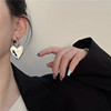 Metal small design earrings heart-shaped heart shaped, double wear, European style, trend of season, bright catchy style